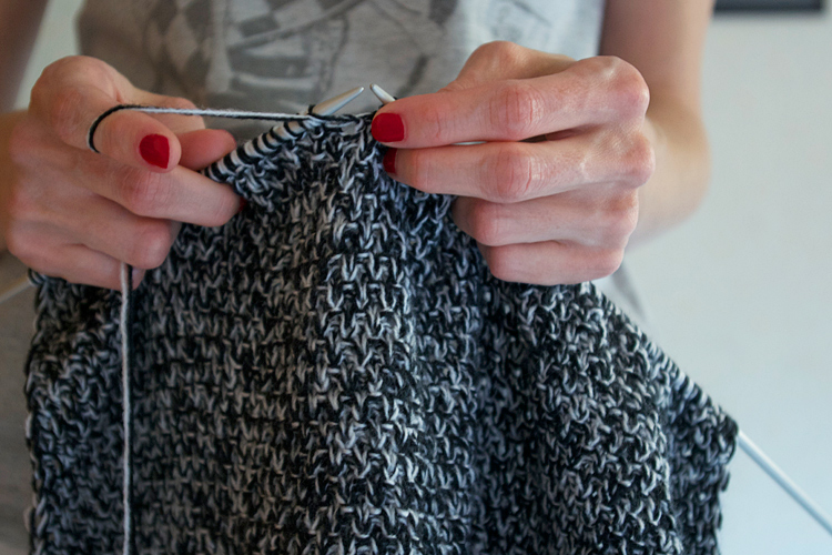 tricoter au point de blé noir et blanc
