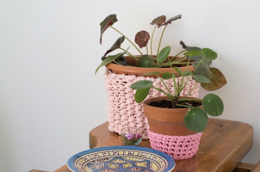 Lire la suite à propos de l’article Tricoter un cache-pot pour plantes avec du trapilho